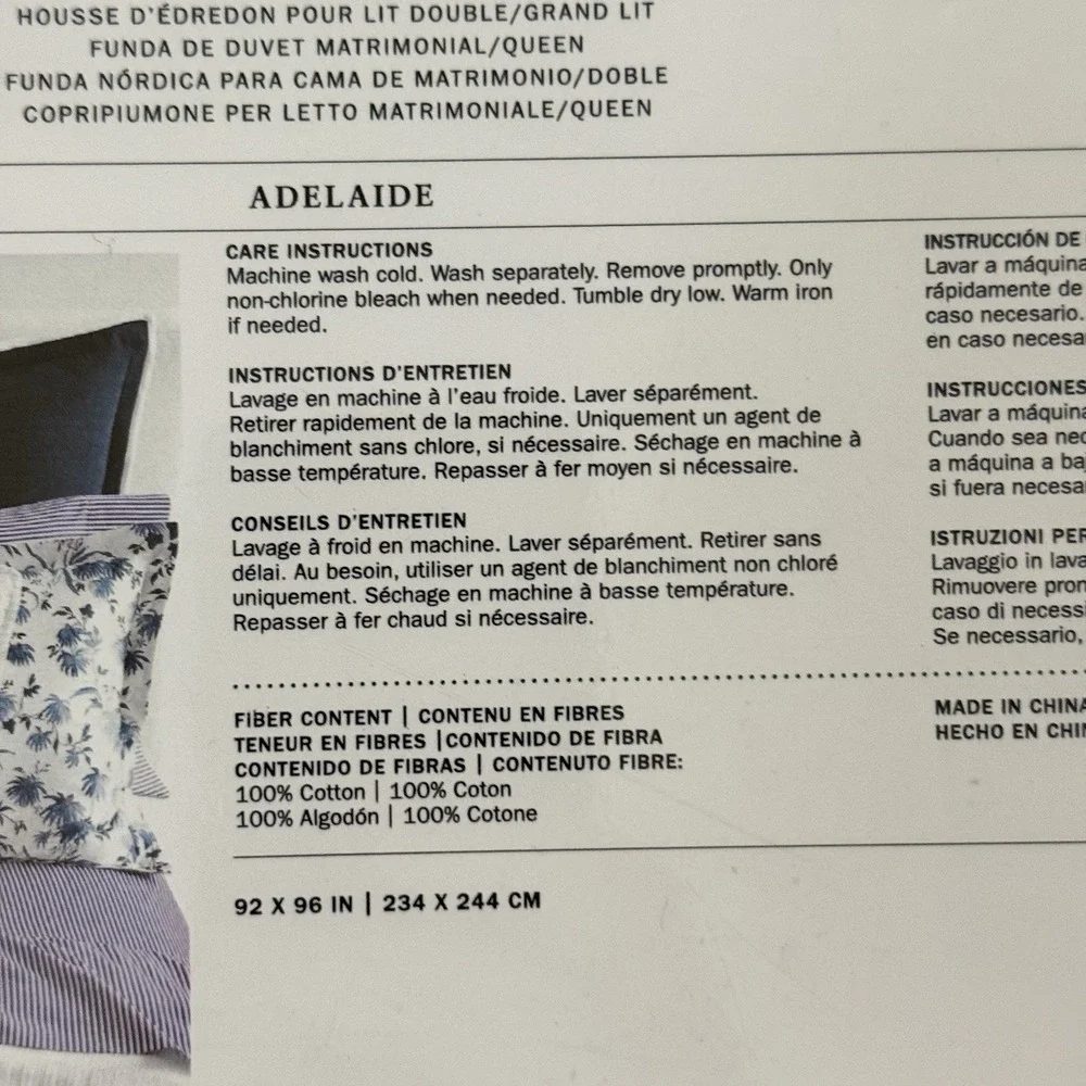 Ralph Lauren Adelaide Floral Queen Duvet Cover 100% Cotton Sateen Blue NWT $355